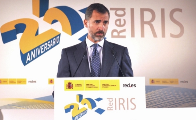 Su Alteza Real el Príncipe de Asturias durante su intervención en el acto conmemorativo del 25º aniversario de "RedIris"